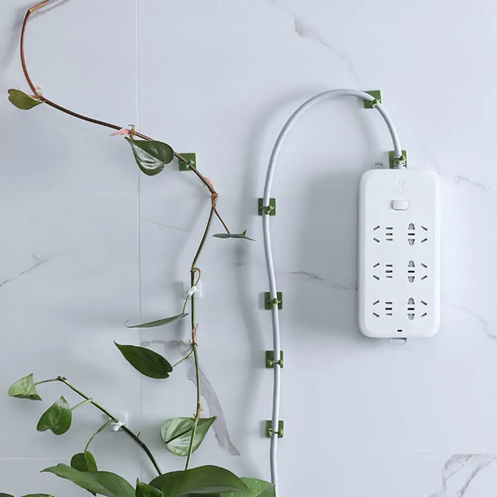 80Pcs Green Pothos Plant Fixing Hooks Wall Sticky Climbing Vine Support Clips for Indoor Garden Wire Cable Management