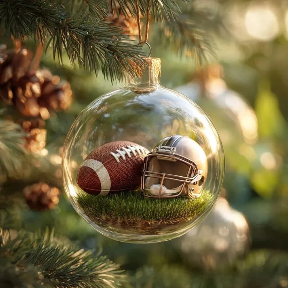 Plastic Sports Ball Ornament For Christmas Tree With Baseball Golf Football Designs Festive Seasonal Decoration