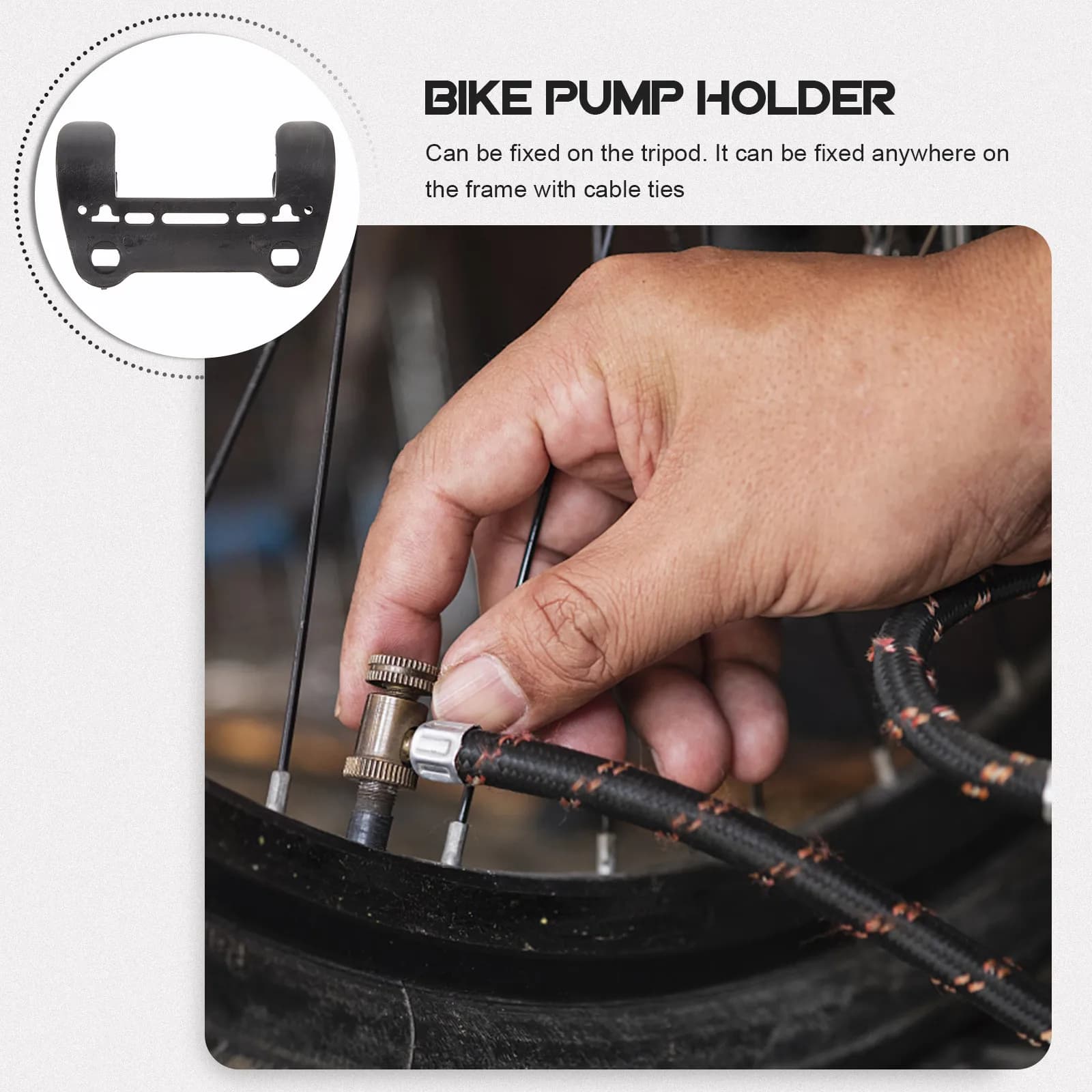 Universal Pump Holder for Bikes Lightweight Plastic Pump Bracket Secure Cable Tie Fixing Support Cylinder Fits Bottle Cage Or