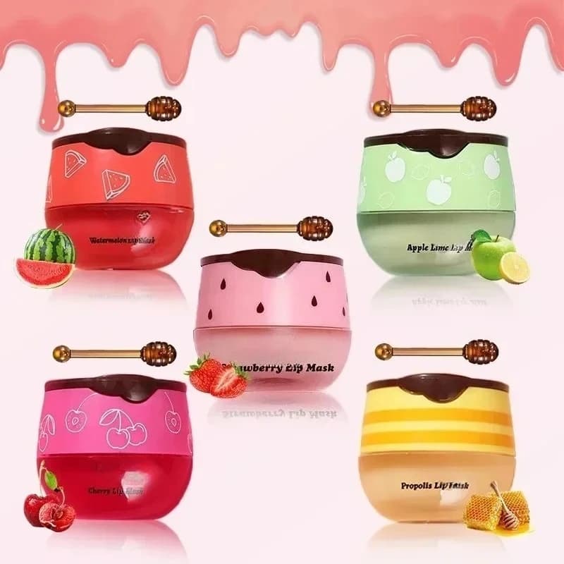 Maschera Labbra Notturna 5.5g per il Sonno, Idratante e Nutriente, Crema Schiarente Labbra, Cura Labbra alla Fragola e Miele