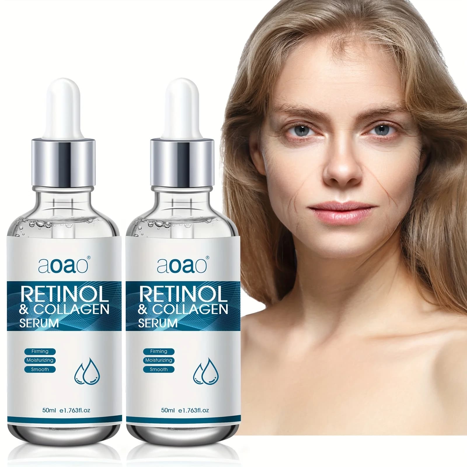 50ml*2 Collagen & Retinol Face Serum - Hydrating Serum With Hyaluronic Acid And Vitamin E For Firming And Smoothing Fine Lines Skin Care