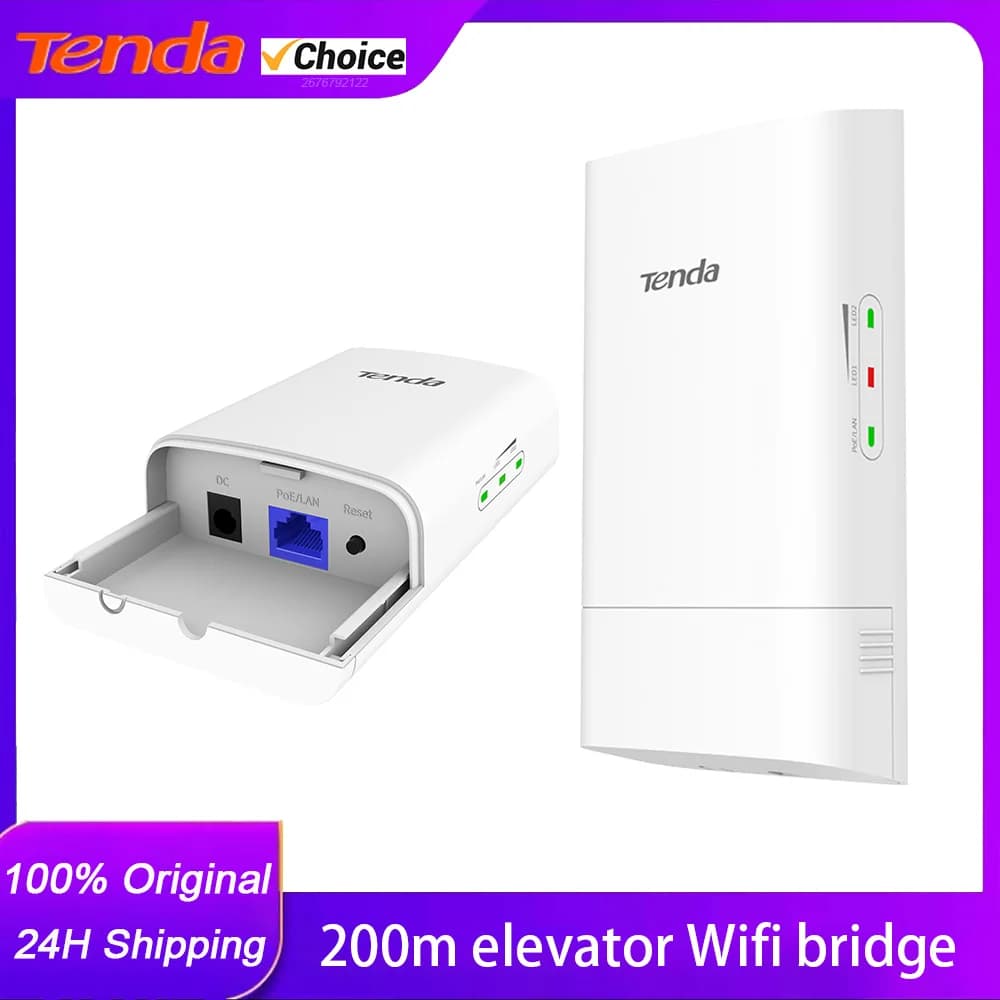 Tenda D2 Outdoor CPE 2.4GHz Wifi6 287Mbps Wireless Range Point con Antenna 7dBi, Bridge 200m WISP per Estensione Rete in Edifici, IP65