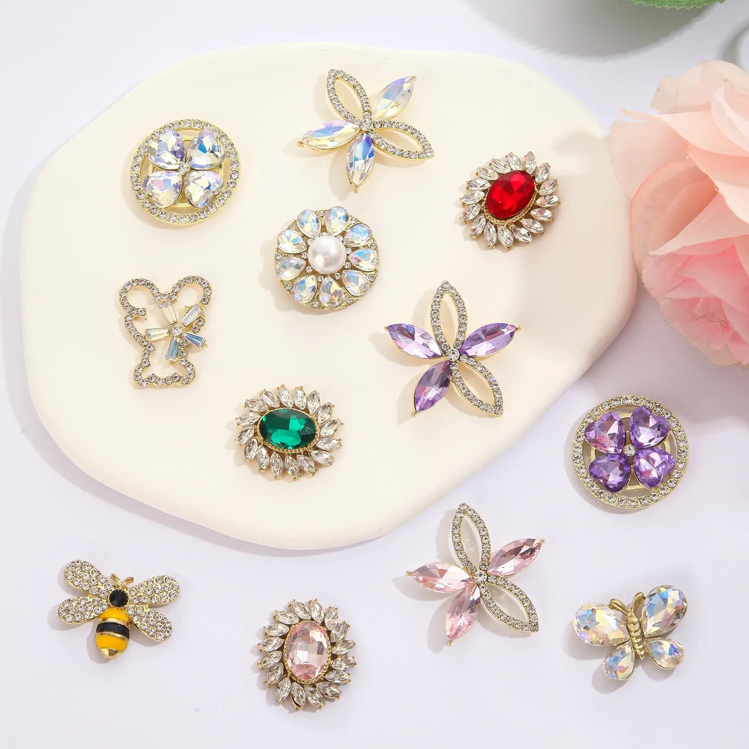 10 pz/confezione Ciondolo a farfalla in lega, gioielli in argento a forma di cuore, doppio pendente in metallo, materiale fai da te per bracciali e collane fatti a mano
