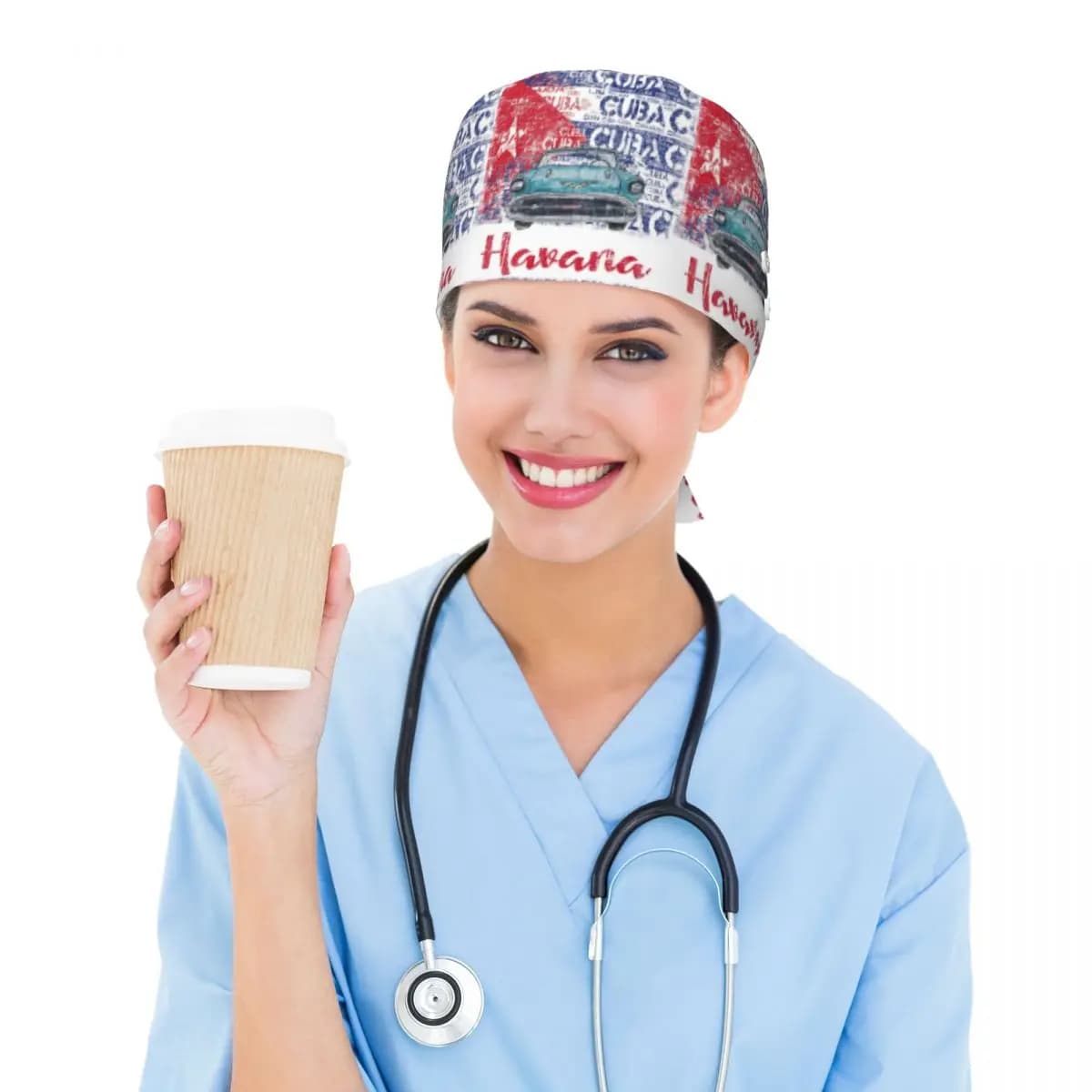 Cuba Cuban Havana Flag Gift Scrub Hat Doctor Working Surgical Cap Unisex Adjustable Nursing Caps for Dentist