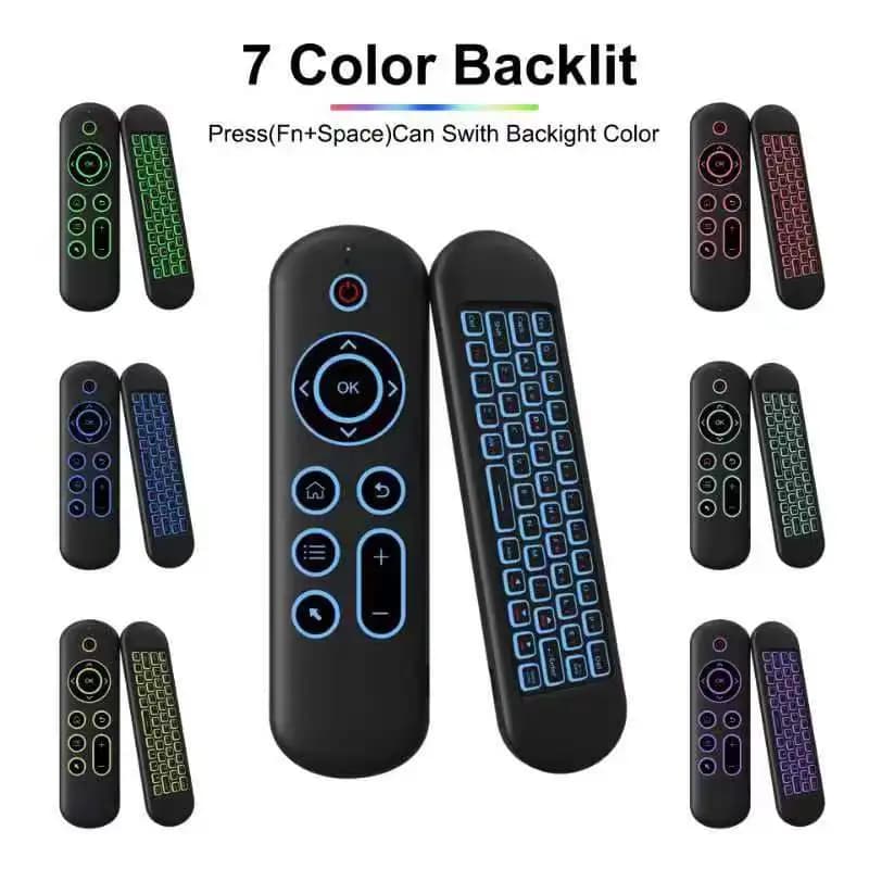 Giroscopio wireless Air Mouse 2.4G BT 52 Mini tastiera con telecomando Retroilluminazione a 7 colori con ricevitore USB per Android Smart