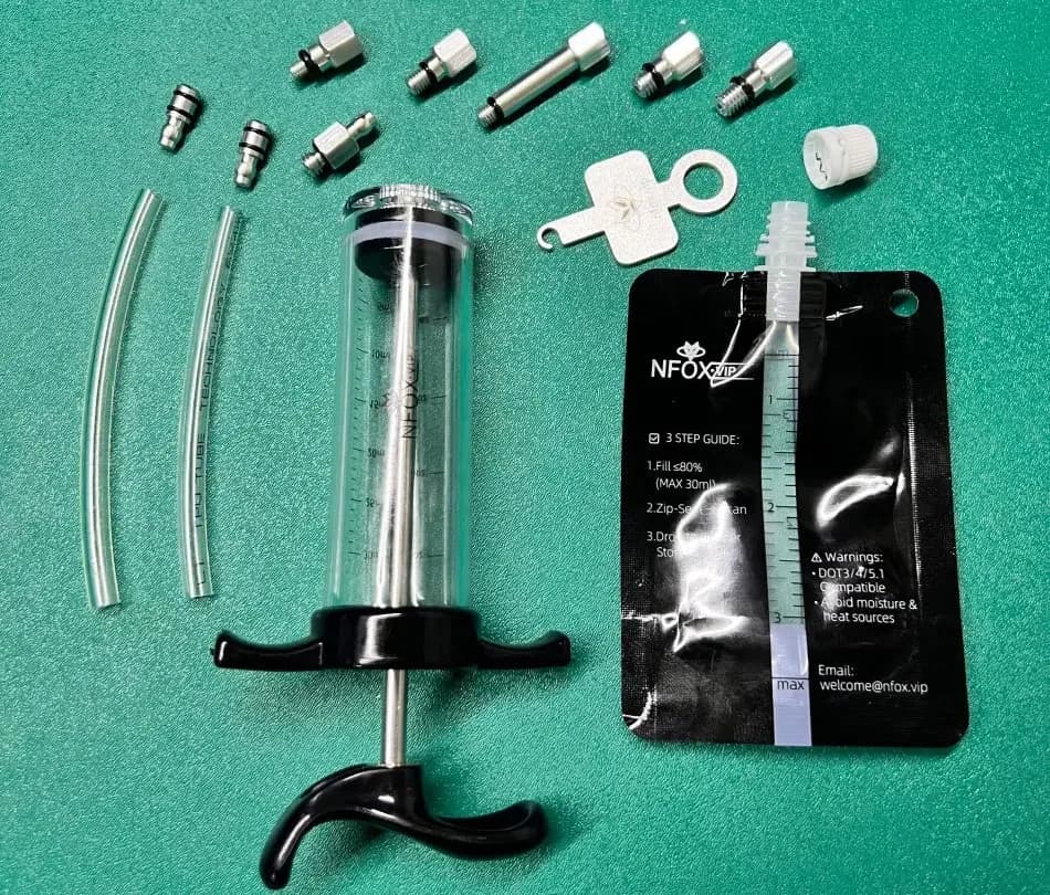 NFOX Kit di strumenti per il cambio dell'olio in alluminio da 14 pezzi - Per la manutenzione del disco dell'olio per spurgo dei freni idraulici per biciclette/scooter elettrici