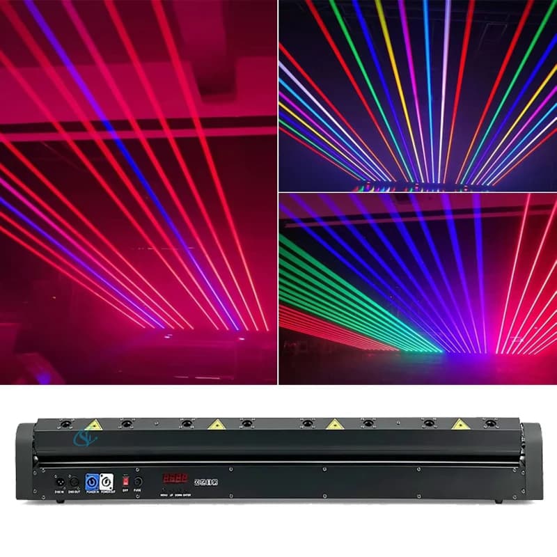 8 occhi laser rosso + lampade LED RGB testa mobile fascio laser luce proiettore di luce laser DJ controllo DMX per bar discoteca