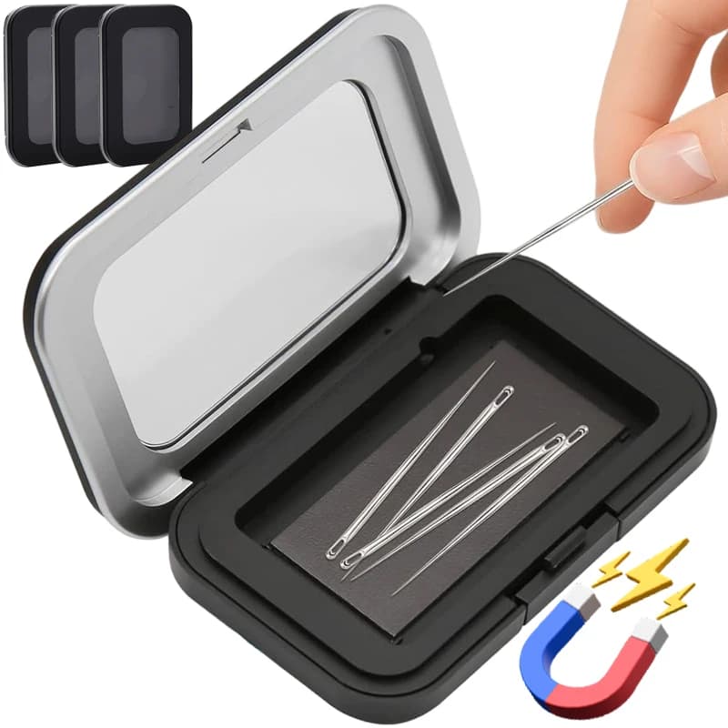Organizzatore Magnetico Portatile per Aghi da Cucito, Scatola Porta Bottoni e Perni per Ricamo Fai-da-Te, Contenitore per Accessori da Cucito con Coperchio
