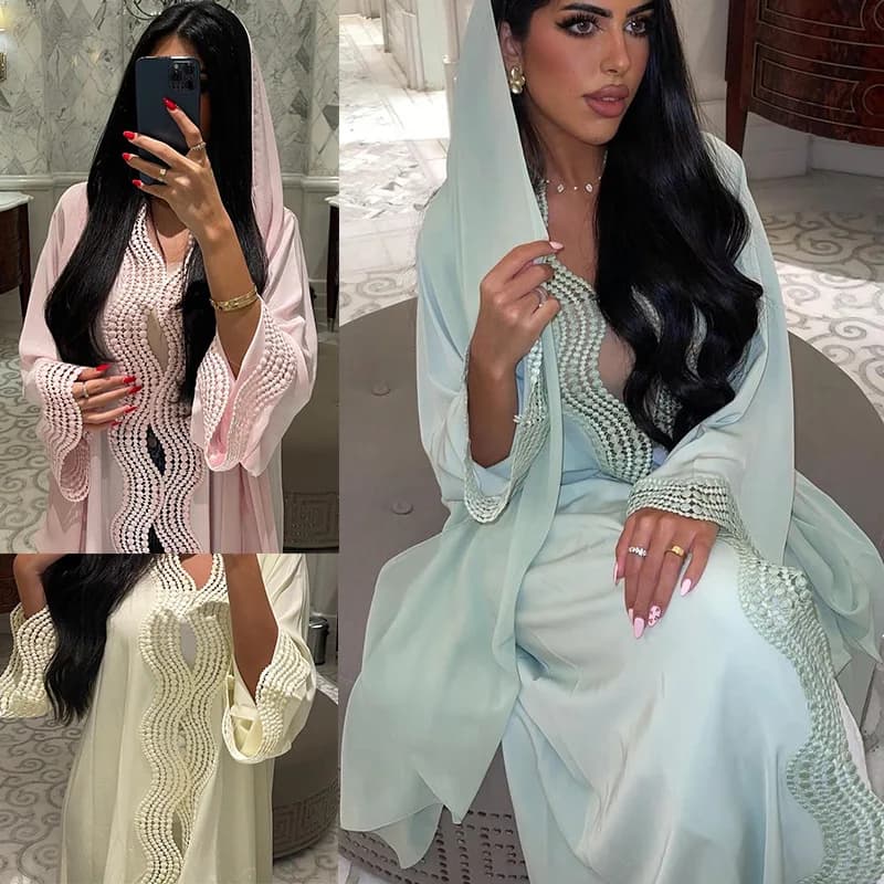 Eid Abaya Women's Party Dress Moslem Diamond Print Dubai Longue Dresses Largos Ramadan Morocco Caftano Robe Abaya Elegant