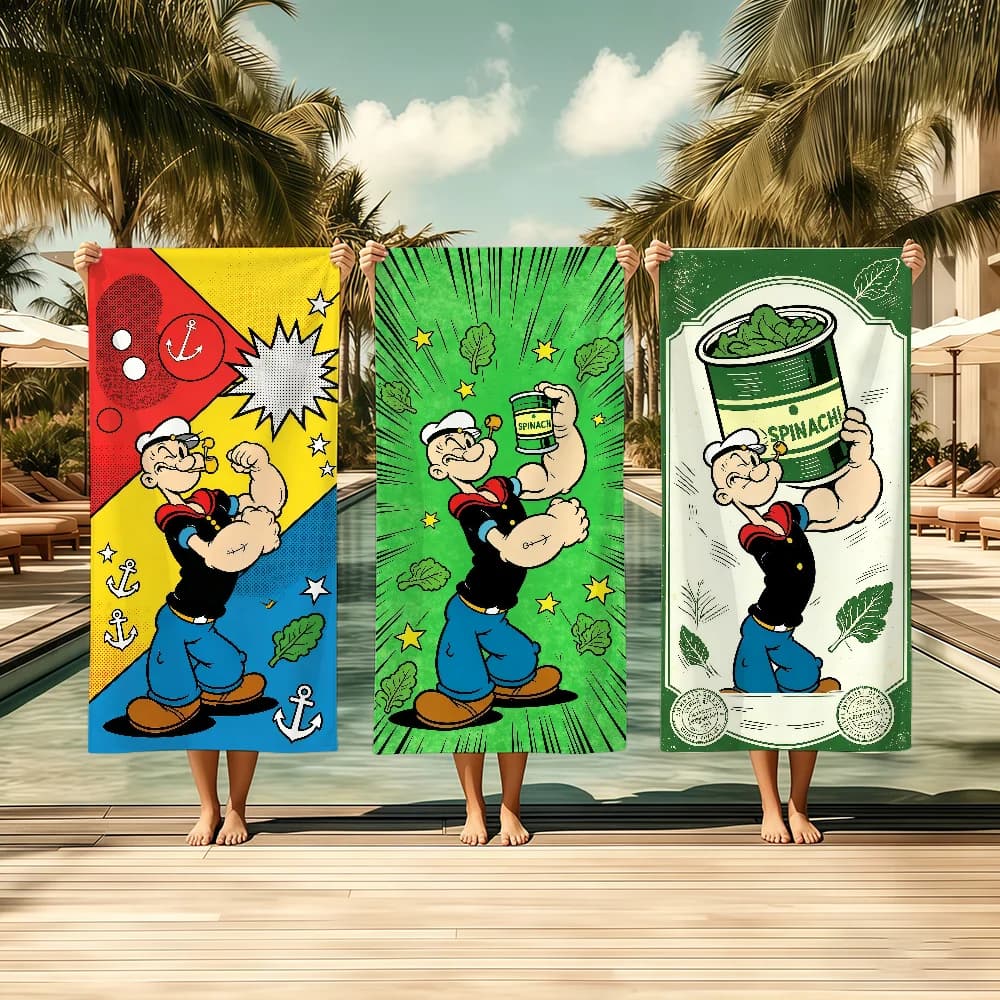 Cartoon P-popeyes-es Towel Textile Bathrobe Beach Quick-Drying Lightweight Portable Camping Swim Pool Travel
