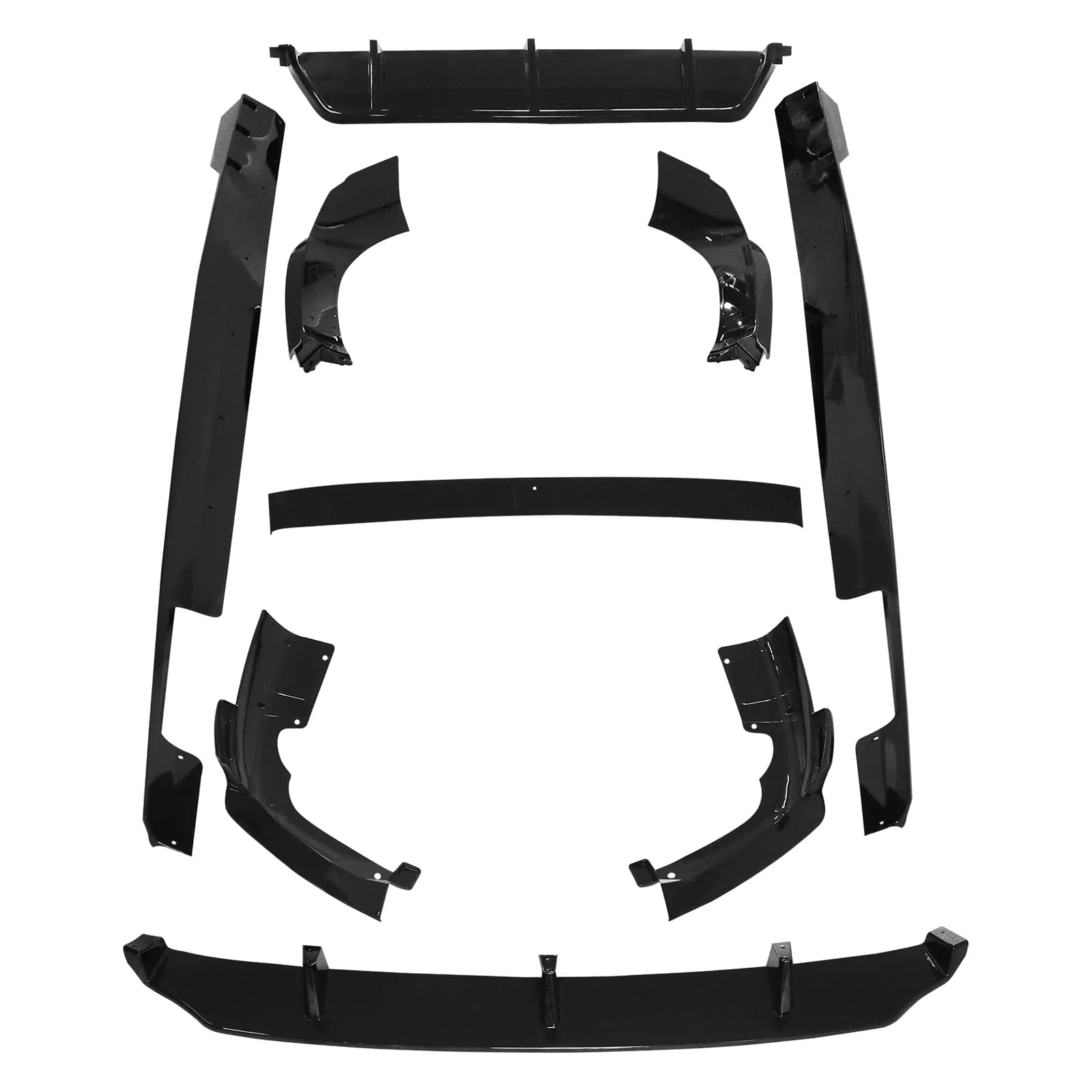 Kit Carrozzeria Nero Lucido con Spoiler Anteriore, Diffusore Posteriore e Minigonne Laterali per BMW X6 G06 M-Tech M Sport 2019-In Poi