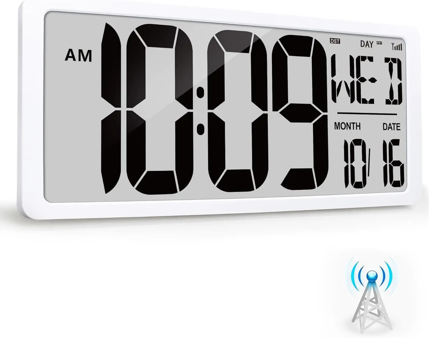 Orologio da Parete Digitale Grande 18.6'' a Batteria con Data, Temperatura e Sveglia