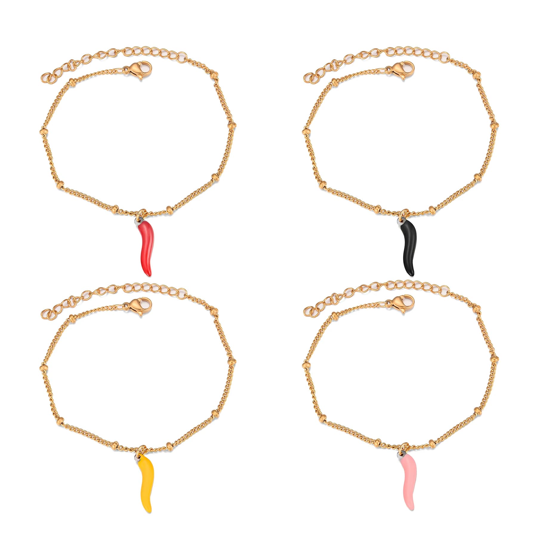 Classic Stainless Steel Red Chili Charms Bractlet For Women Summer Waterproof and Rust Proof Daily Accessories Jewelry