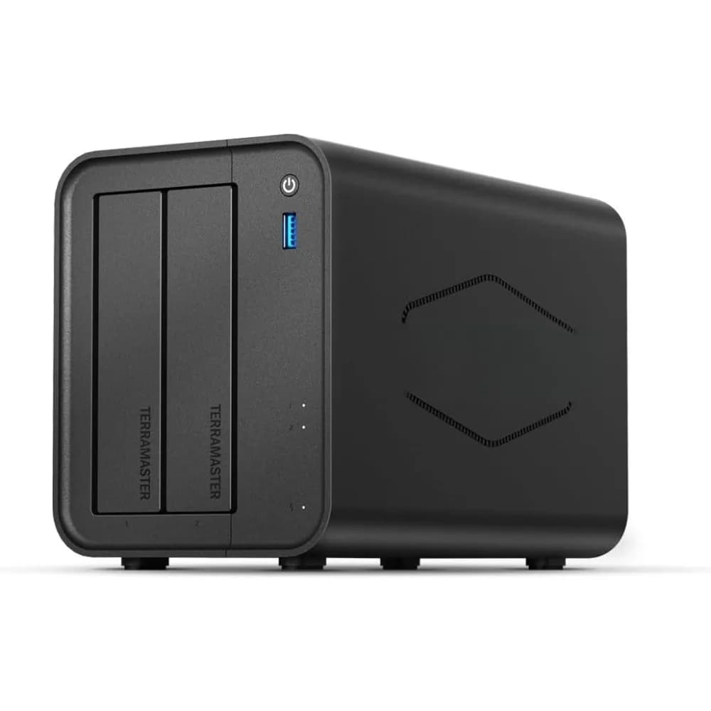 NAS a 2 Bay con Processore Intel x86 Quad-Core, 4GB RAM, LAN 2.5GbE, Server Multimediale per Utenti Domestici, Senza Dischi