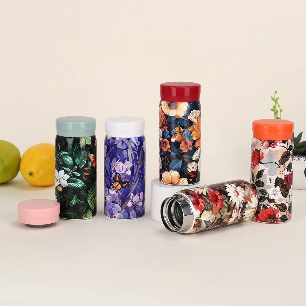 Portable 304 Stainless Steel Insulated Cup Double Wall 200ml Water Bottle Printed Leak Proof Vacuum Handy Cup Outdoor Travel