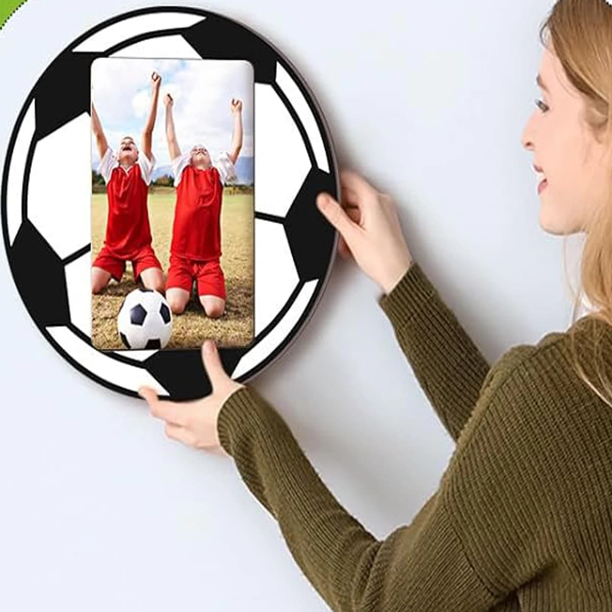 Wooden Photo Frame Football Sport Picture Tabletop Wall Art Decoration Gifts for 2026 World Cup Party, 4'' x 6'' Photos