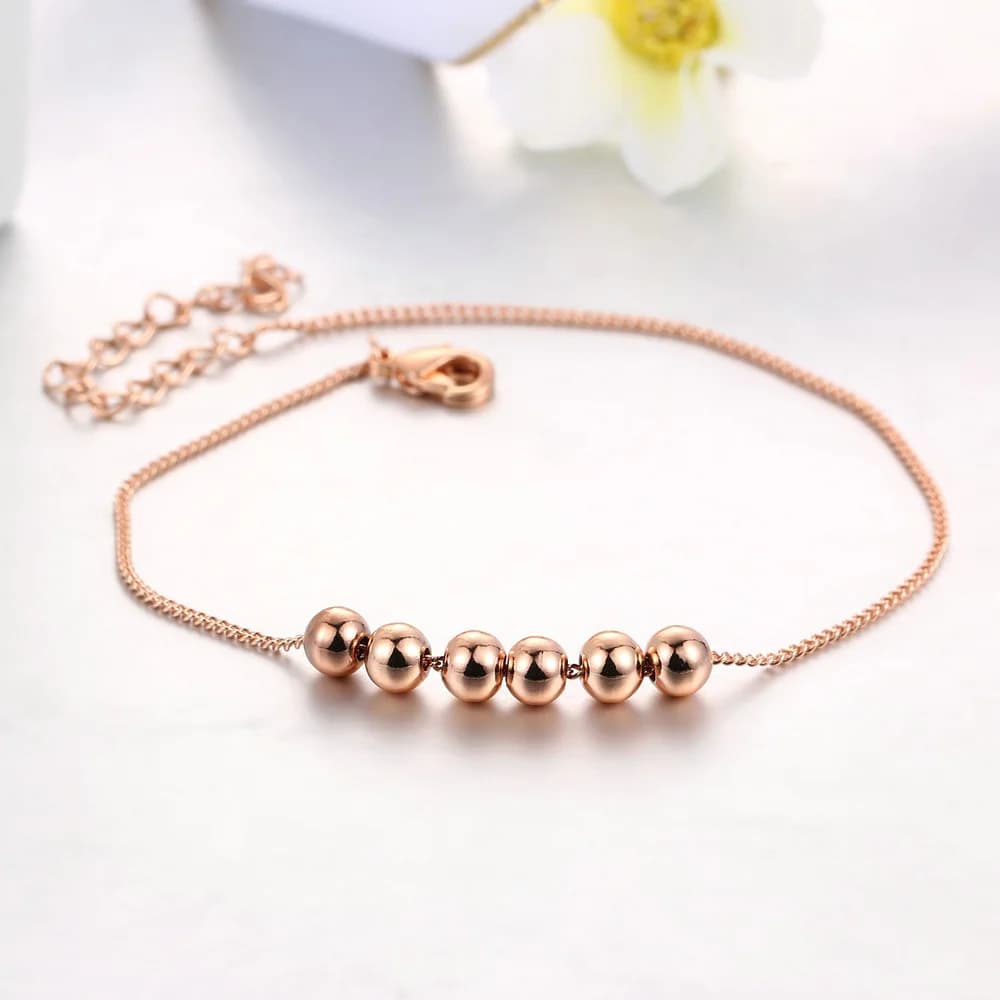 Braccialetti semplici di ansia piccola palla per le donne Braccialetti con ciondoli a catena color oro rosa Gioielli di moda Natale H083 H205
