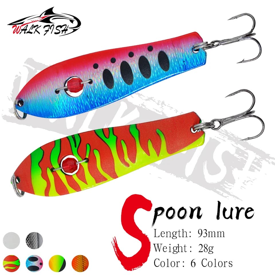 CAMMINARE PESCE 1 Pz Richiamo di Pesca In Metallo Spinner Cucchiaio Esca Dura Traina 93mm 28g Ottone Spinner Luccio Persico Esche Da Pesca D'acqua Dolce