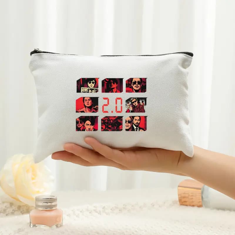 Makeup Bag Canvas White with Zipper Spacious Storage Pouch Travel Ideal Holiday Bags Arirang 2.0 World Tour 2026 Kpop Fan Gift