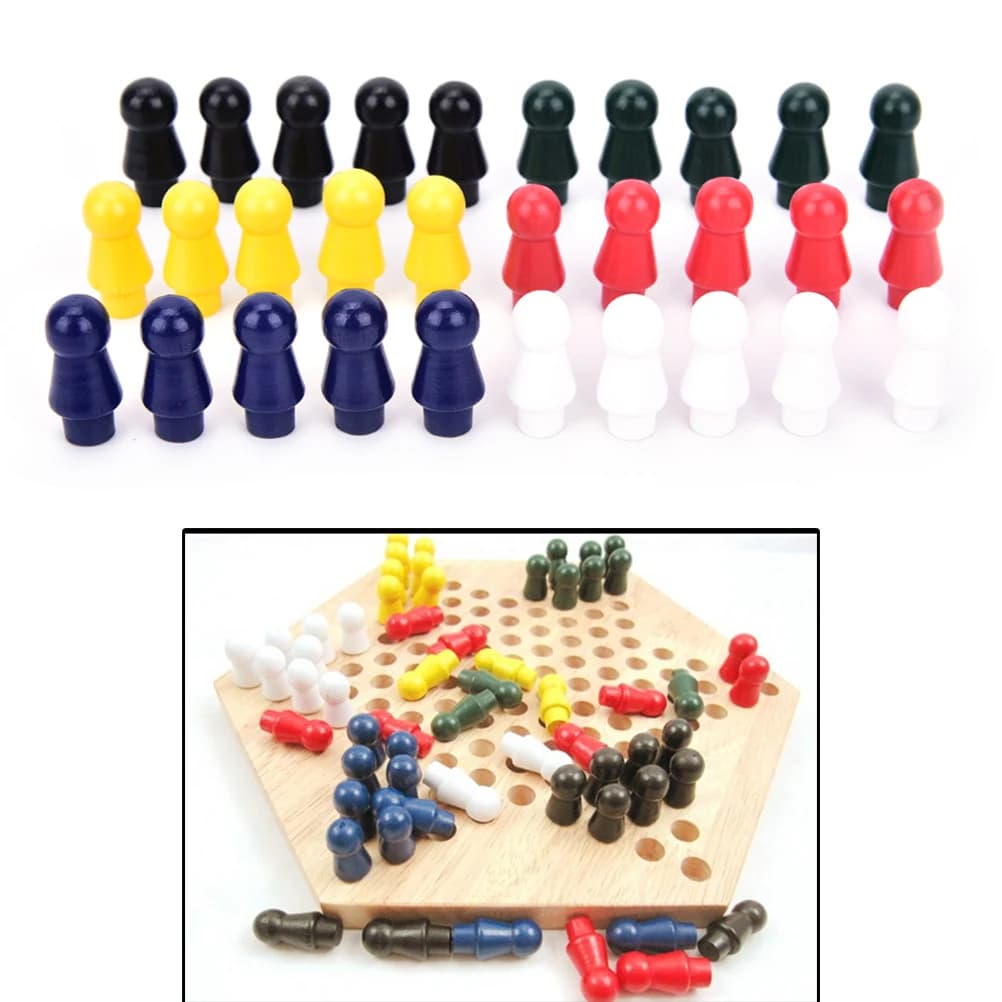 Nuovo pezzi degli scacchi dama cinese sei colori di pedine in legno di ricambio parti di gioco \ set