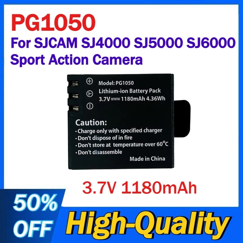 Lithium Ion Battery PG1050 from 3.7 V 1180 mAh for SJCAM SJ4000 SJ5000 SJ6000