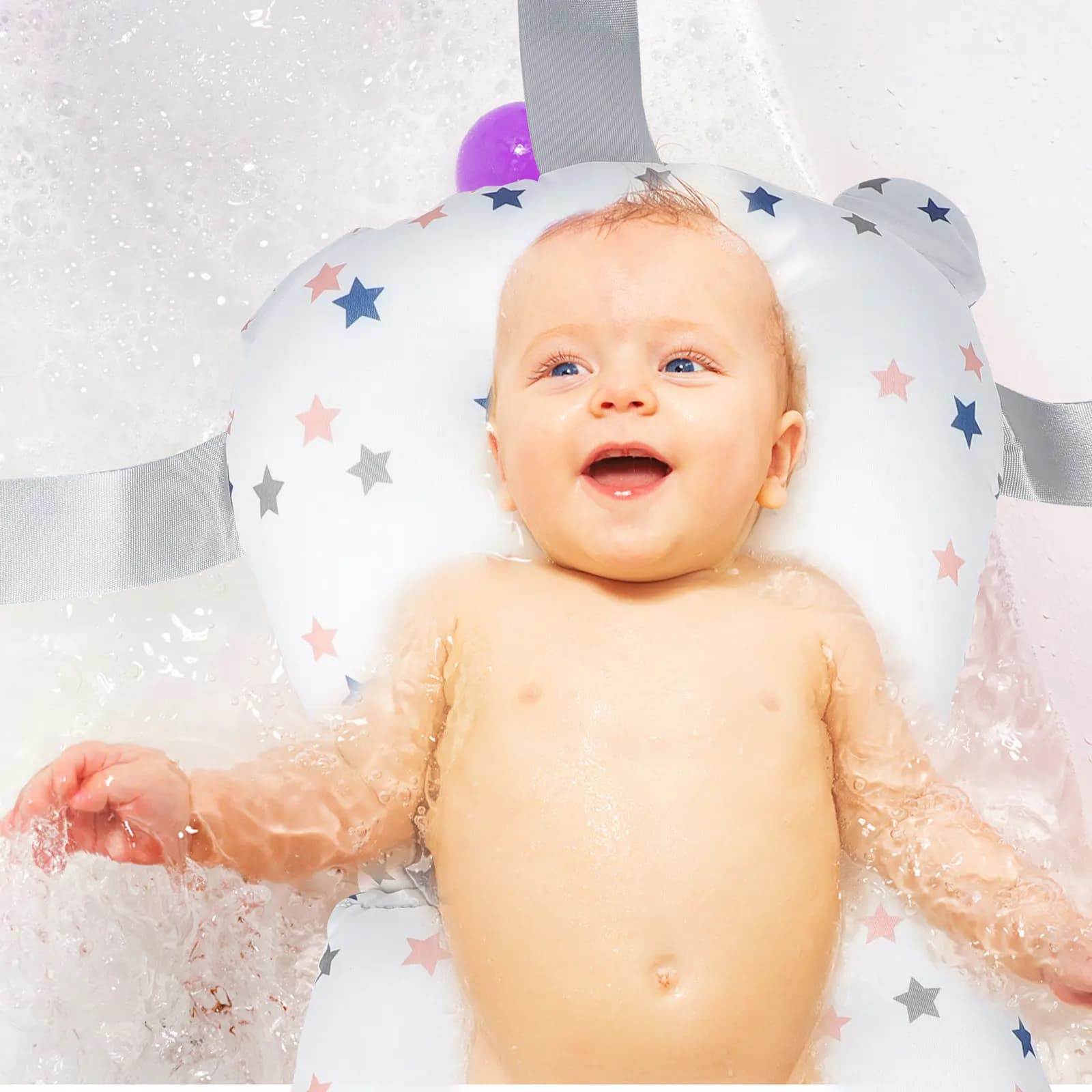 1Pcs Ergonomic Sunken Design Baby Bath Mat 3-Point Support Thickened Infant Bath Cushion for Bathtub Shower Comfortable