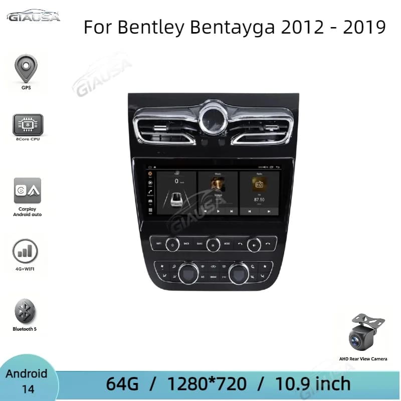 10.9 Android 14 For Bentley Flying Spur Continental GT 2005-2019 Qualcomm Android Auto Car Radio Multimedia Head Unit Display