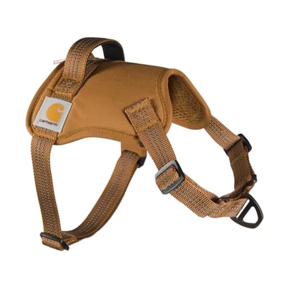Imbracatura per Cani in Nylon Anti-Trazione Completamente Regolabile con Maniglia di Controllo Rapido e Dettagli Riflettenti Marrone Taglia Media