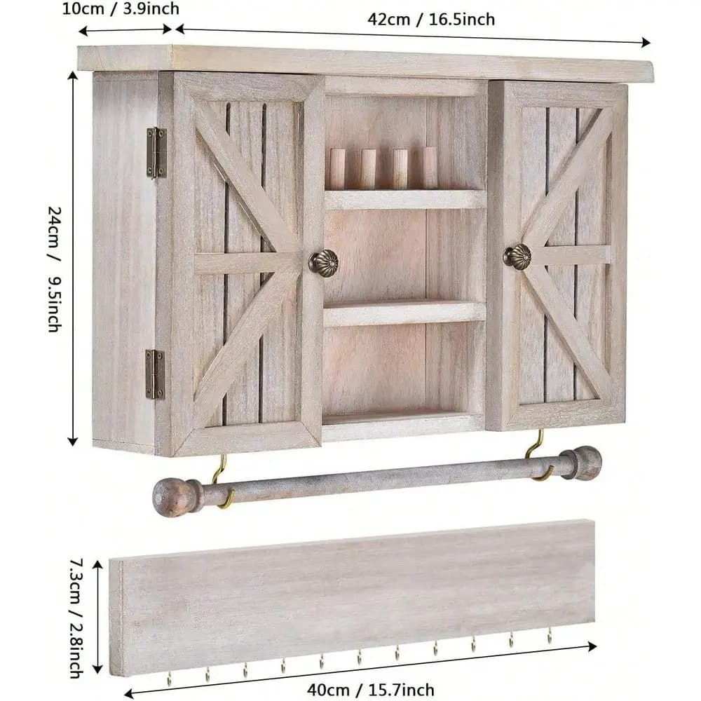 Organizzatore di Gioielli da Parete in Rete per Collane, Orecchini, Bracciali, Porta Anelli, con Asta Rimovibile per Bracciali, Ganci, in Legno