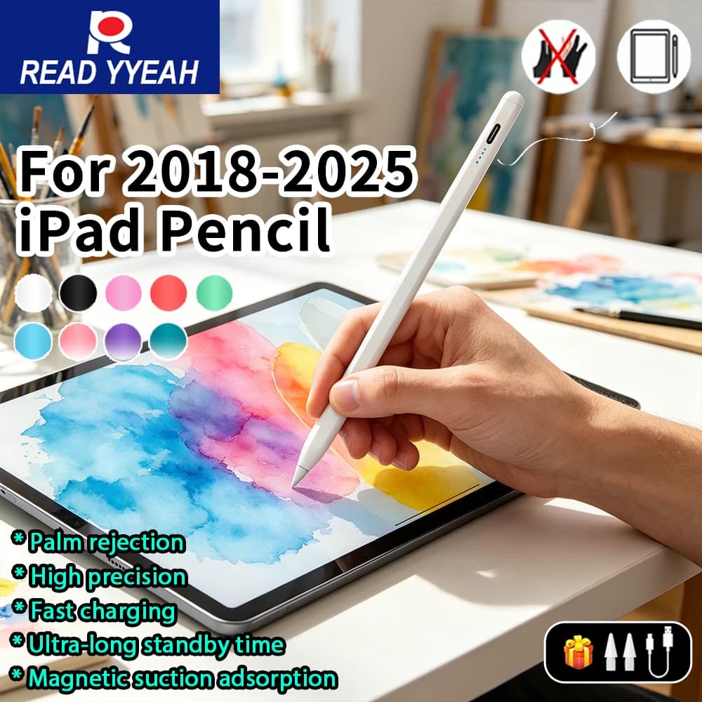 Penna Stylus 2026 con Riconoscimento del Palmo per Apple Pencil, Compatibile con iPad A16 Air 11 5 4 Pro 11 13 12.9 M3 M2, Penne Touch per iPad 10.9 10/9a Gen Mini 7 6