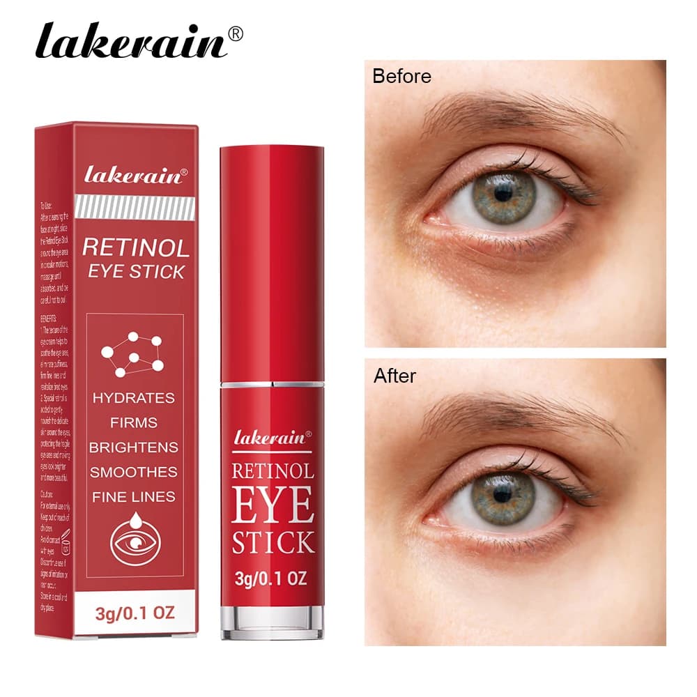 Lakerain Crema per gli occhi al retinolo Stick Idratante, rassodante Rimozione delle borse per gli occhi Schiarimento delle linee e Crema per gli occhi levigante delle occhiaie