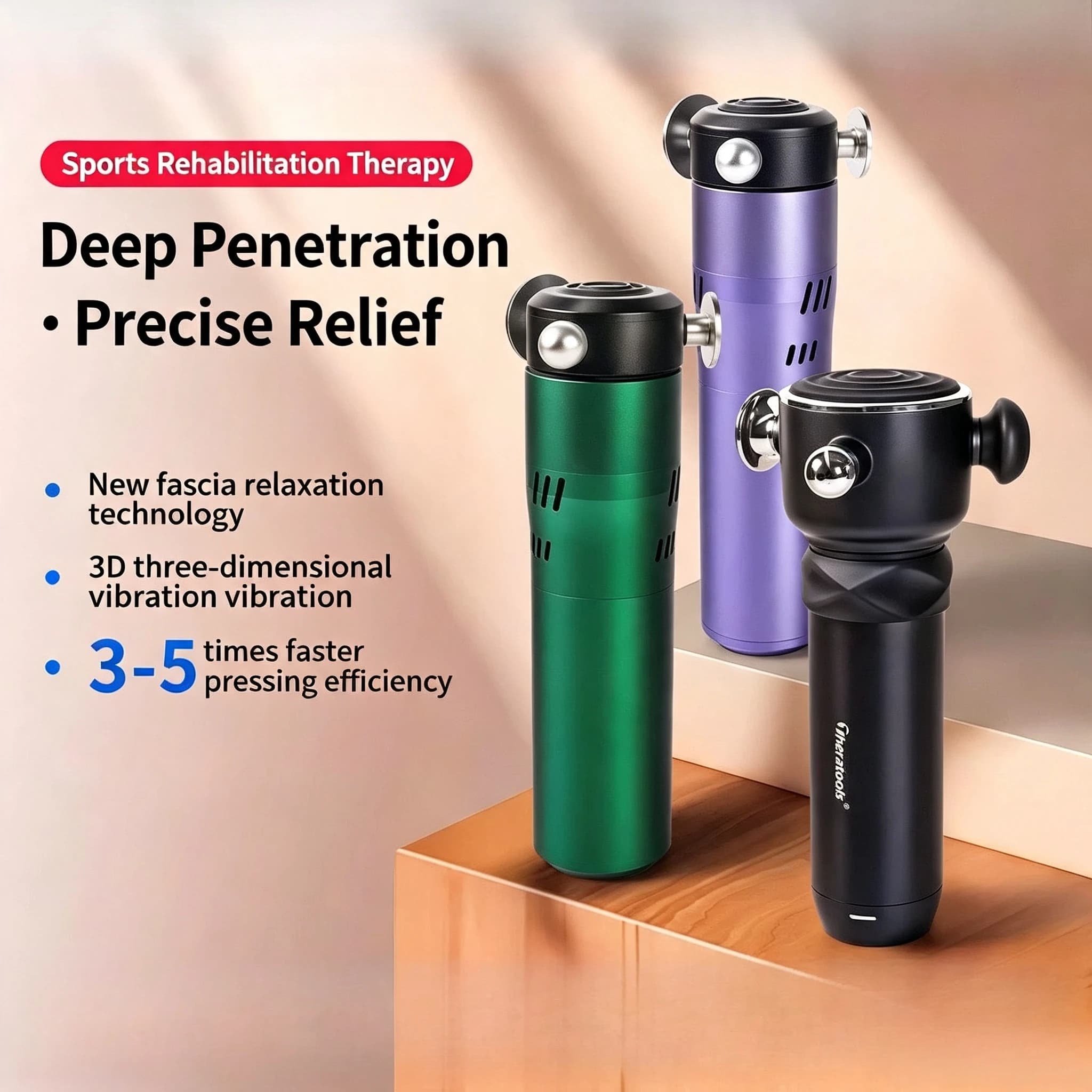 RRT 3D Fascia Massage Gun TDS Deep Tissue Medical Rehab Device, Professional Muscle Relaxation Gun for Pain Relief Physiotherapy