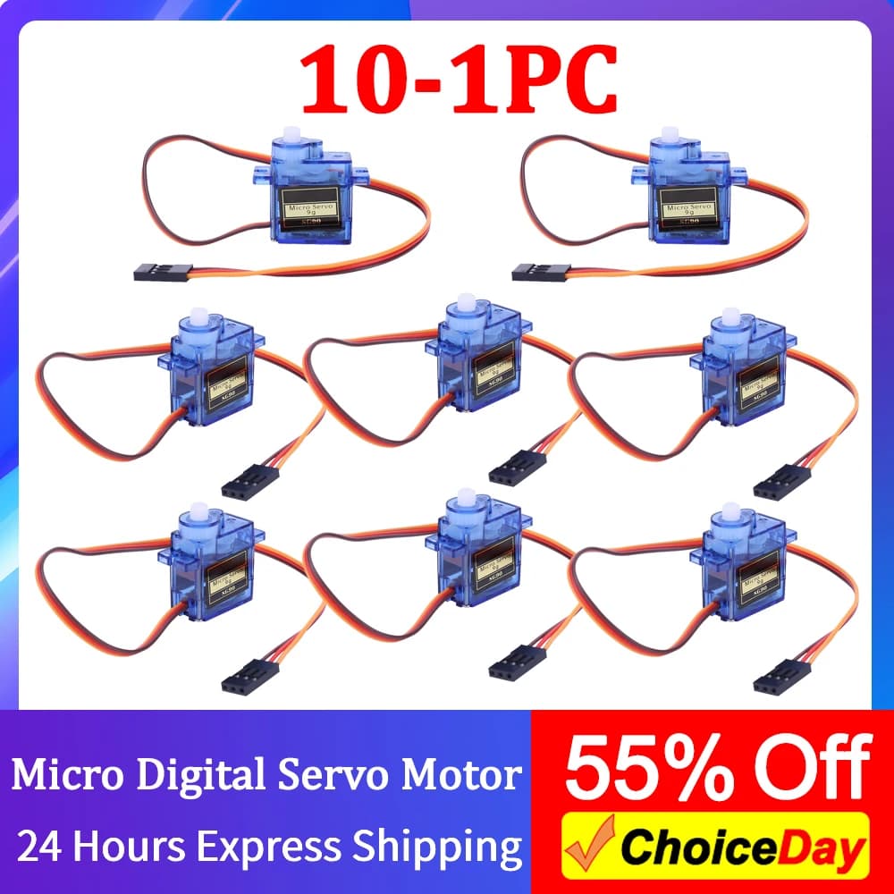 1-10PCS SG90 9G Micro Servomotore Digitale 180/360 Gradi per Robot 6CH RC Elicottero Aereo Controlli per Arduino FPV RC Auto
