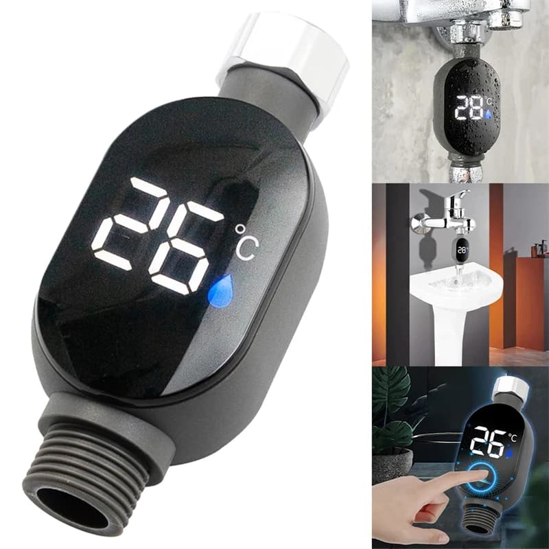 Shower Thermometer with LED Display 0-99 °C Domestic Water Thermometer, Intelligent Baby Care Bathtub with LED Display