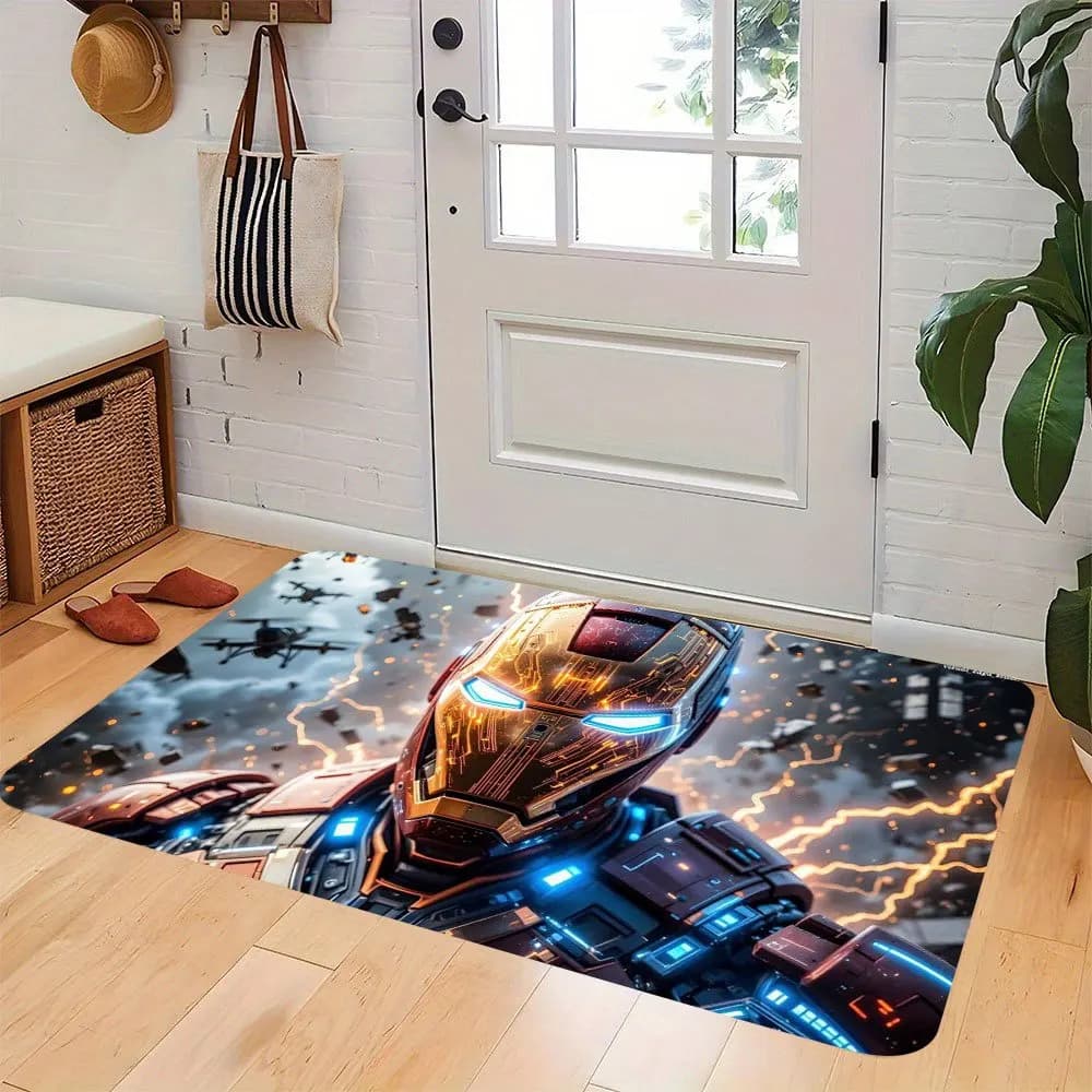 1pc of for Marvel Iron Man Doormat Suitable for Indoor Use in Entrances, Living Rooms, Or Bedrooms. This Superhero-Themed Rug