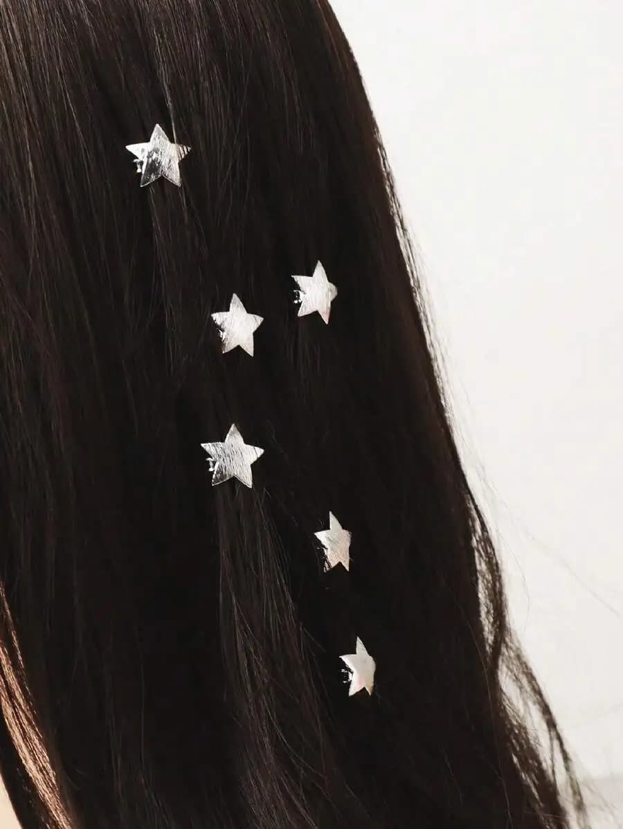 6pcs Star Shaped Hair Clips Metal Textured Hair Accessories For Women Summer Beach Styling