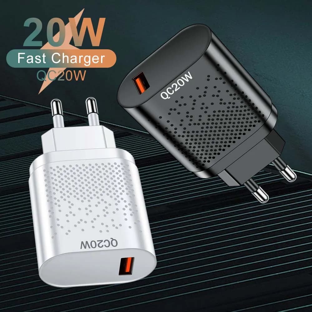 Adattatore per telefono cellulare con caricatore USB da 20 W per iPhone Samsung Huawei Xiaomi QC3.0 Caricatore da viaggio Spina EU/US/UK/KR