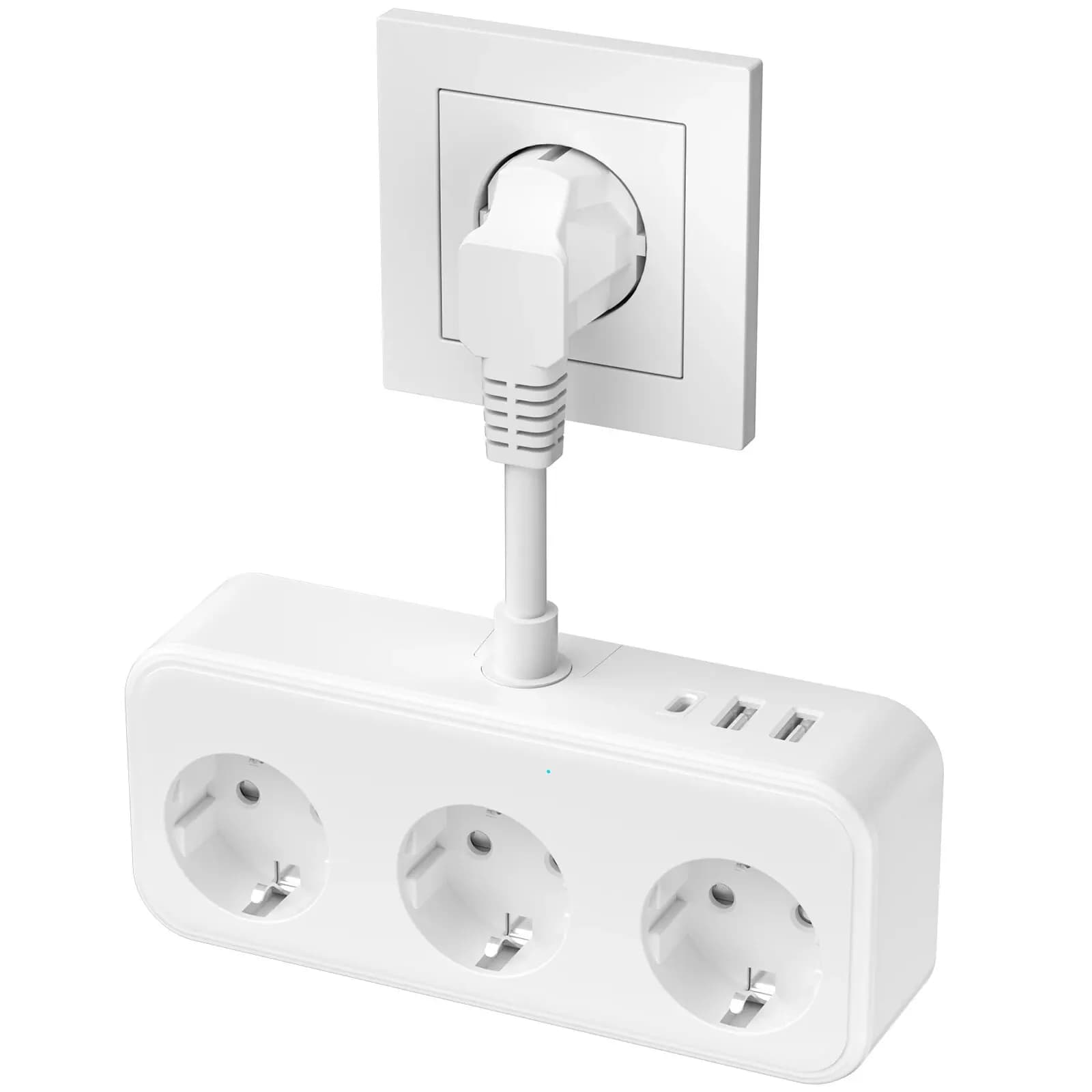 Ciabatta con spina EU da 3840W con 2usb-a e prese di ricarica rapida di tipo C adattatore presa elettrica 250V 16A con cavo di espansione