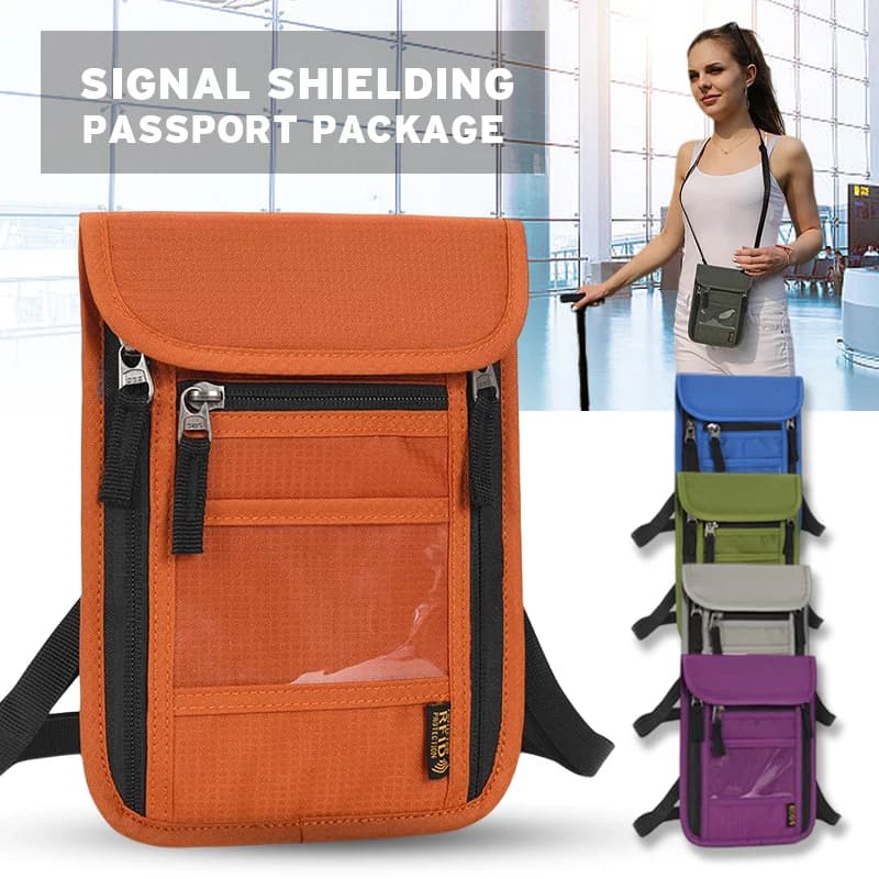 Custodia da viaggio portafoglio da collo custodia Organizer per porta passaporto familiare con blocco RFID custodia di credito per documenti passaporto Multi-tasche