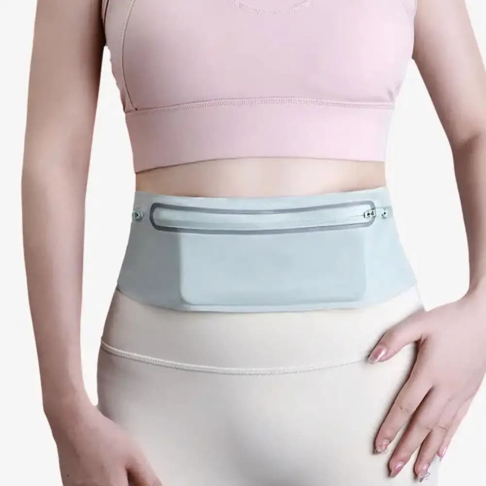 Elastic Band Running Belt Adjustable Running Belt Waist Pack with 3 Pockets Breathable Fanny Pack Phone Holder for Men Women