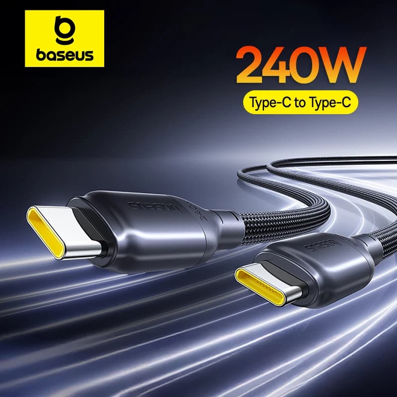 Cavo rapido Baseus da 240 W per MacBook Pro Series iPhone 17 16 15 Cavo dati di ricarica USB-C tipo C per Samsung Galaxy S Series