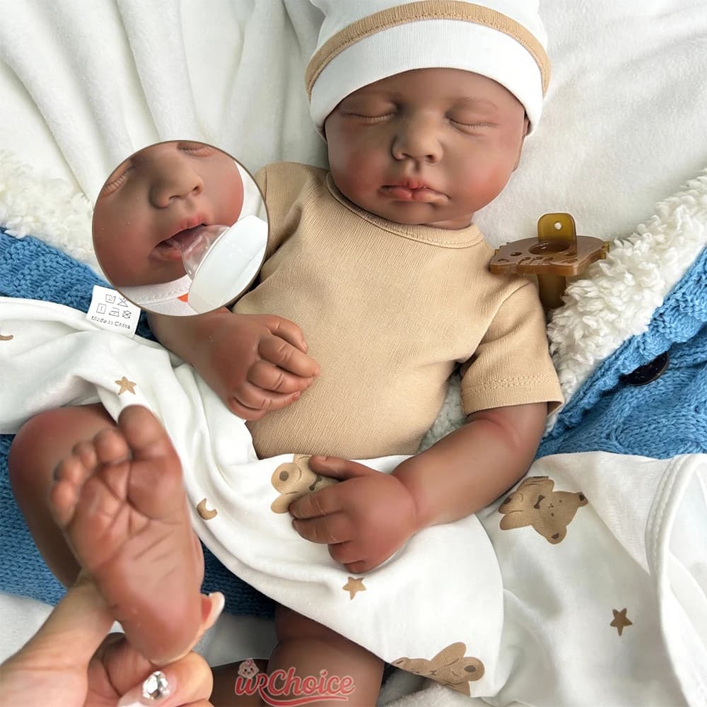 20 pollici pelle scura Loulou realistico silicone rinato bambina/ragazzo fatto a mano morbida bambola impermeabile realistica per scene di film giocattolo per bambini
