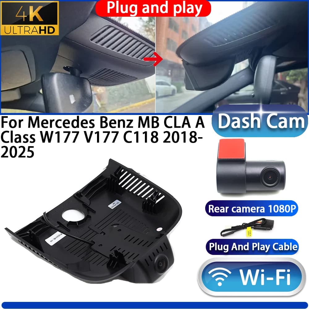 Telecamera DVR 4K UHD con Visione Notturna Plug & Play per Mercedes Benz MB CLA Classe A W177 V177 C118 2018-2025