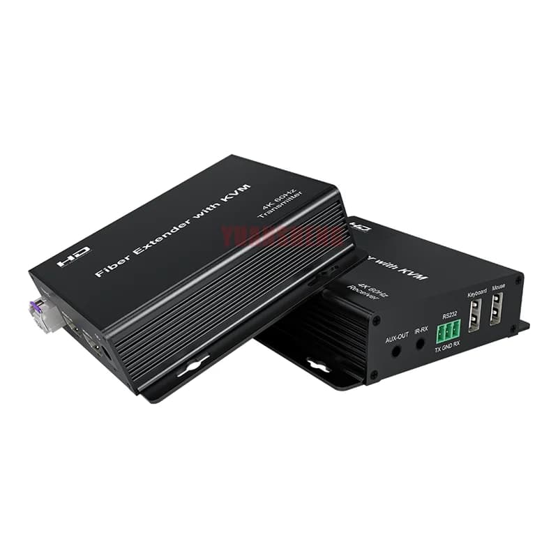 Estensore in fibra KVM 4K60Hz da 20 km per HDMI con interfaccia LC bidirezionale audio a fibra singola per monitor di schermi quadrati