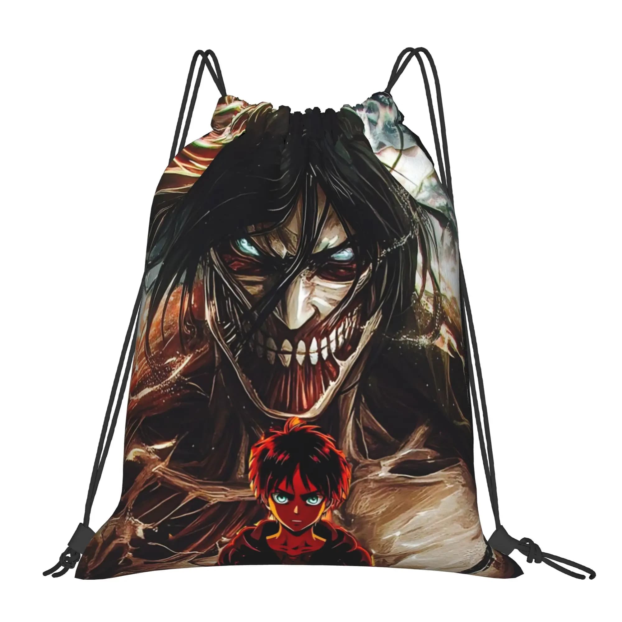 1 pz Attack Titan Eren Anime Lover Attack on Titan Kawaii Sacche con coulisse multifunzione portatili per palestra, scarpe e vestiti per adolescenti