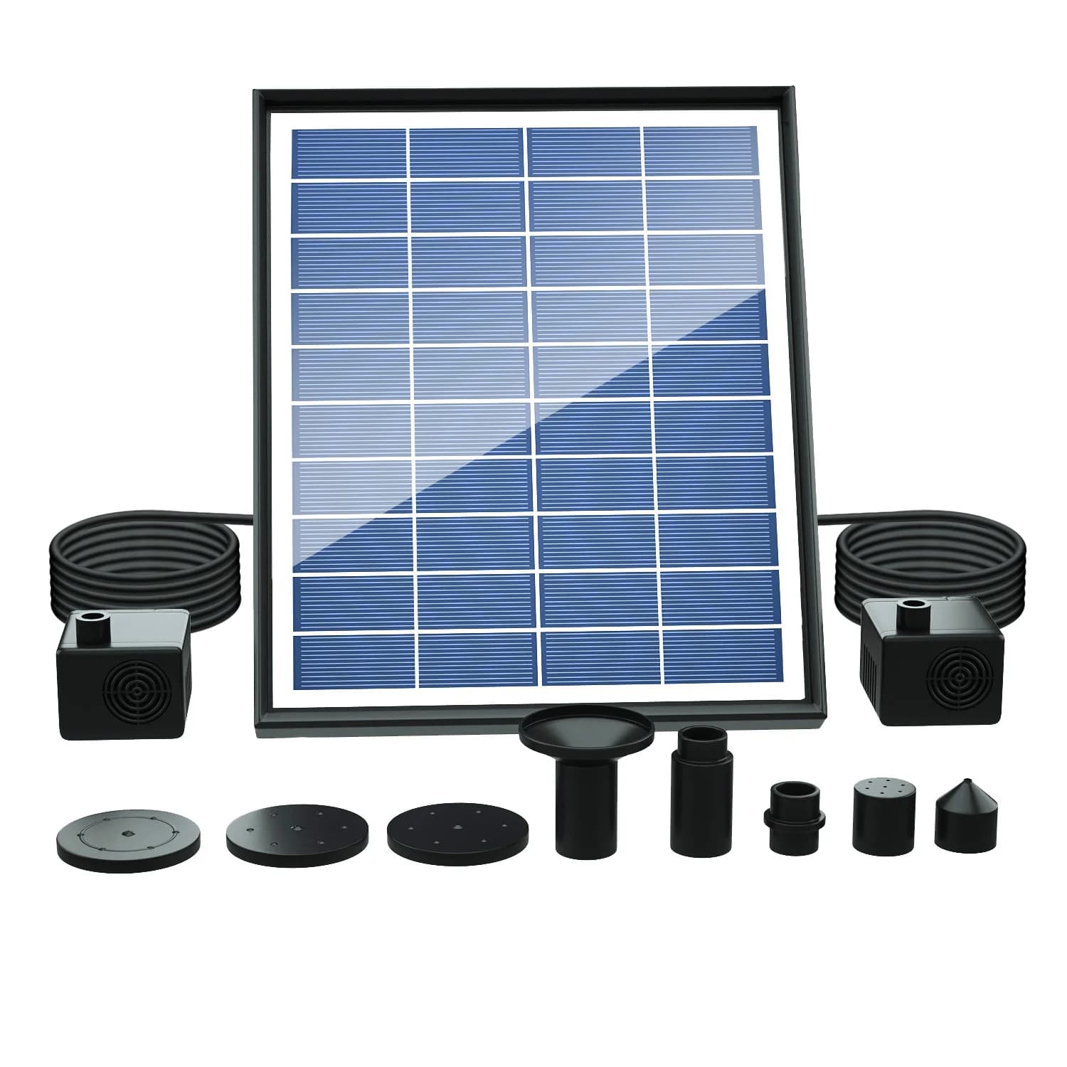 Fontana Solare, Pompa per Fontana Solare da 6.5W per Vasca per Uccelli, Pompa Sommergibile per Irrigazione Esterna per Laghetto con Kit Pannello Solare