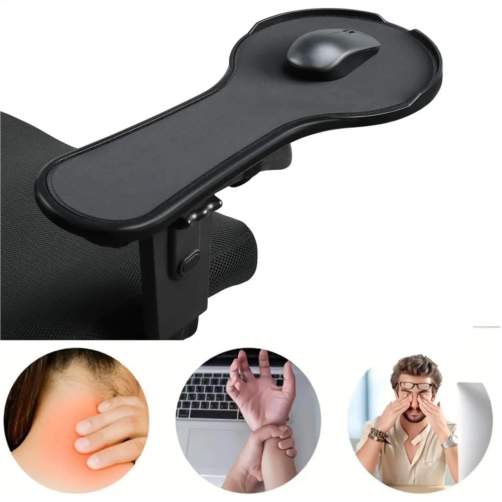 Supporto per Braccio e Polso per Scrivania, Tappetino Mouse Antiscivolo Regolabile, Estensione per Sedia, Tappetino per Gomito