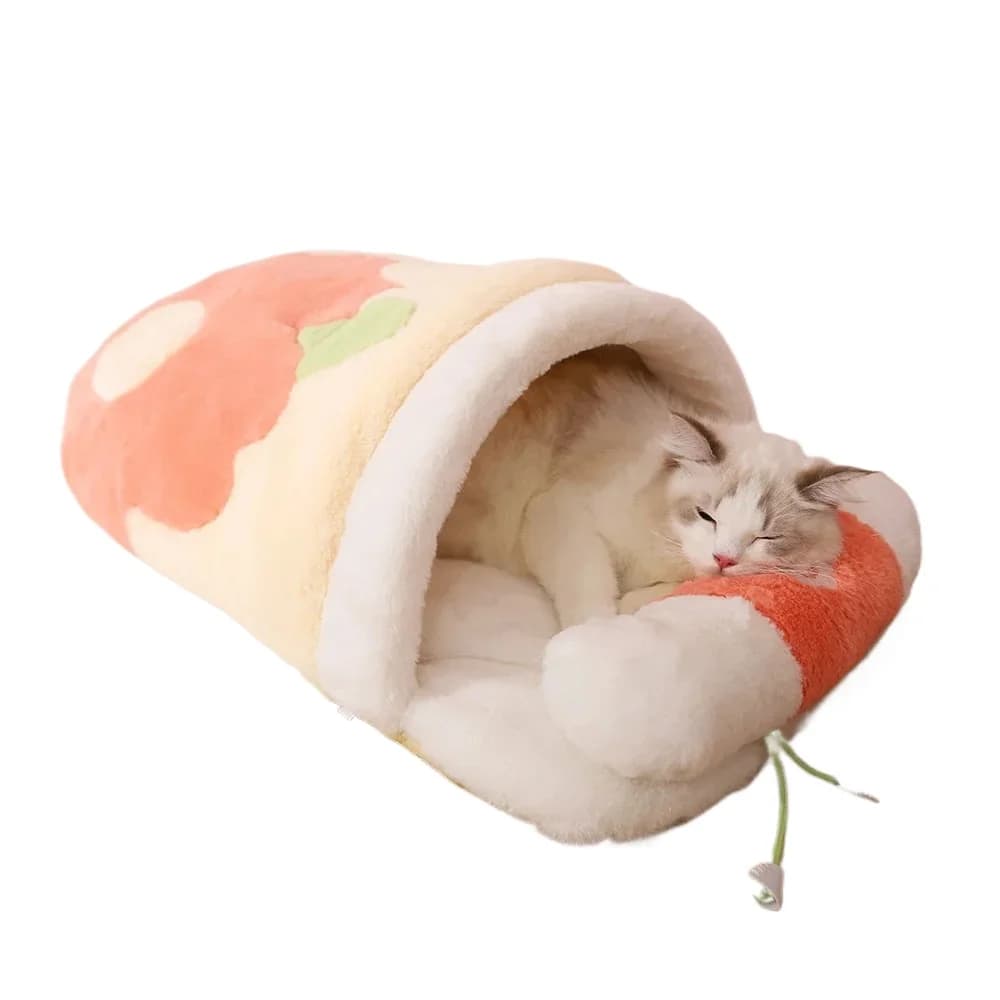 Letto per gatti caldo Sakura giapponese sacco a pelo per gatti sonno profondo casa per cani invernale cuscino per gatti con cuscino prodotti per animali domestici rimovibili