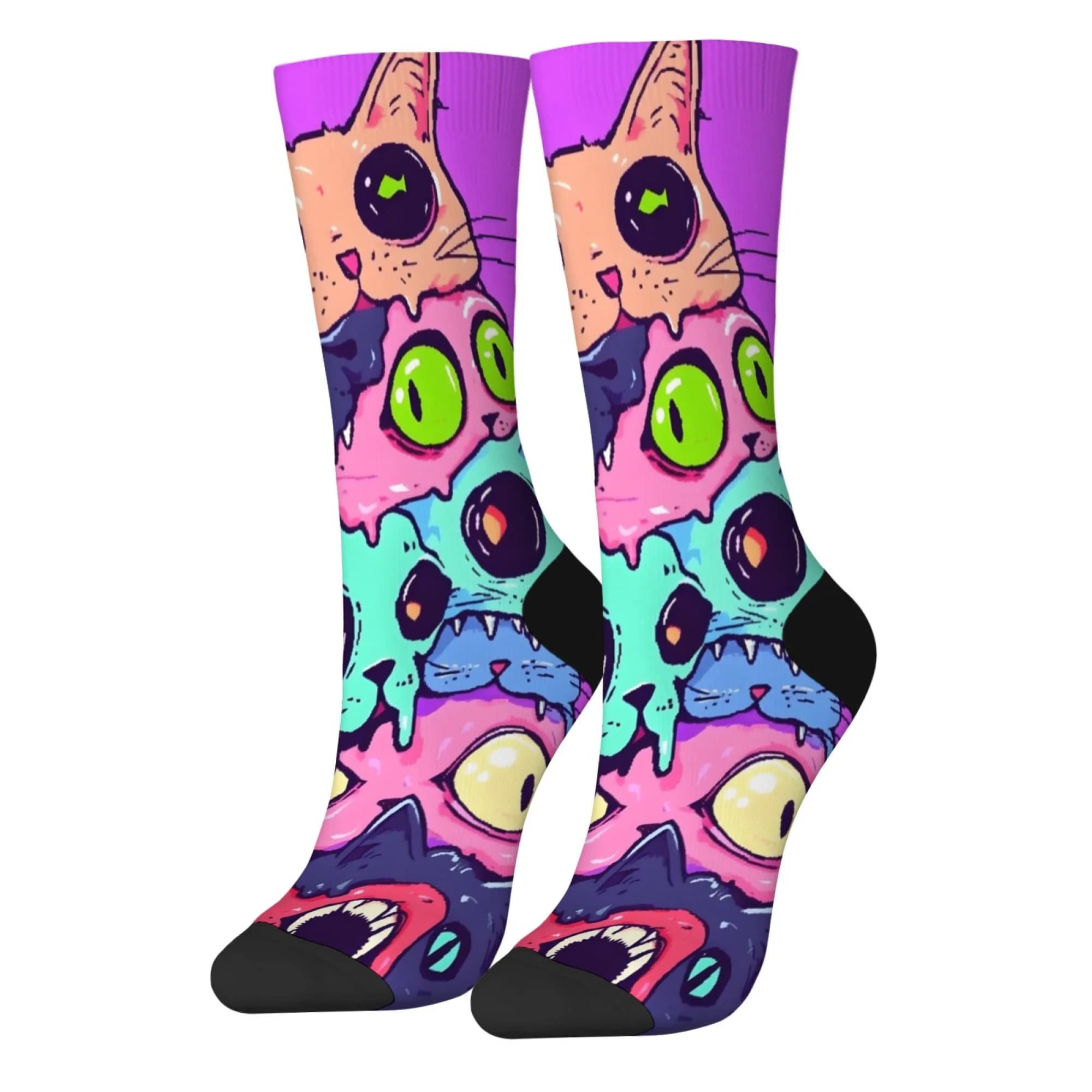 Psychedelic Zombie Cat Cartoon Socks Harajuku Style Novelty Hip-Hop Funny Socks Crazy Street Personality Trend Socks Party Gifts