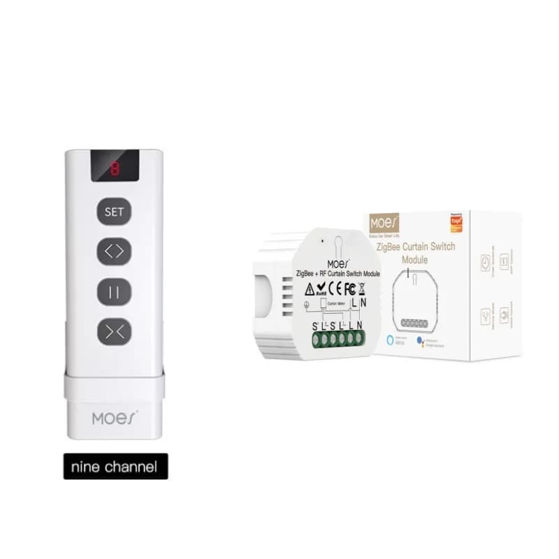 MOES ZigBee Smart RF433 Curtain Switch Module for Motorized Roller Shutter Blinds Motor 2MQTT Smart Life APP Alexa Google Home